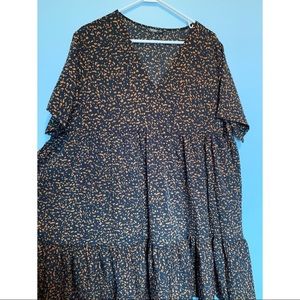 Plus size All over print ruffle smock dress